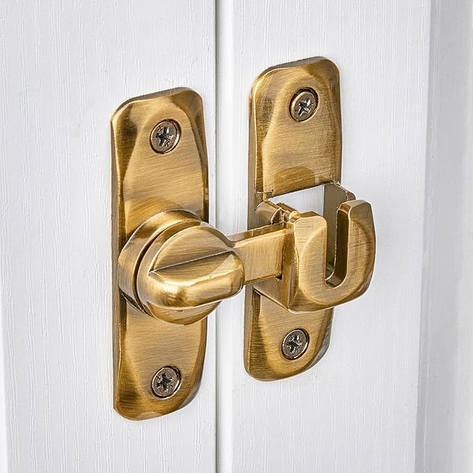Brass Barn Door Latches,90/180 Degree Gate Lock_B | Zinc Alloy Right Angle Door Lock Latch,Flip Gate Latches,Sliding Door Latch Lock,for Cabinets,Fence Gates,Pet Cage - Image 5