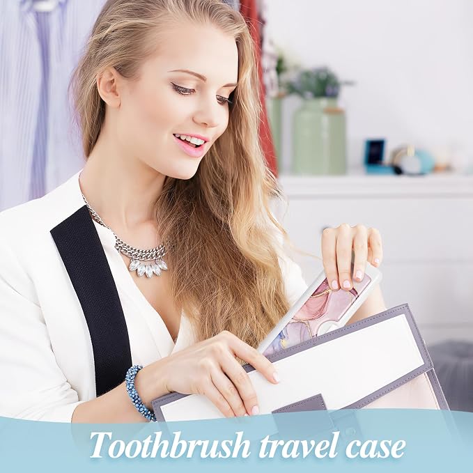 Toothbrush Travel Case - Colorful Pattern, Holder and Covers for Toothbrushes, Includes Tongue Scraper Case - Image 7