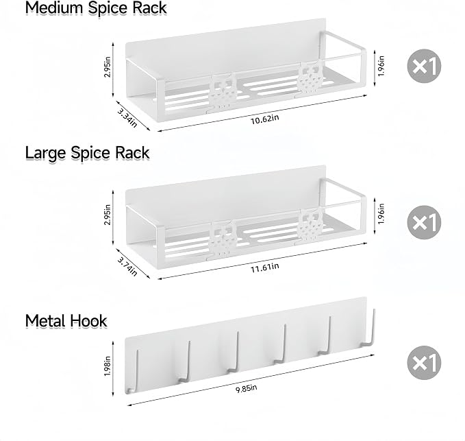 Magnetic Spice Rack,Magnetic Shelf for Fridge,Spice Organizer,Fridge Organizer,Kitchen Storage Organization with Magnetic Hooks,Owl Home Decor(White) - Image 2