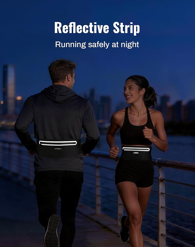 Running Belt for Women & Men-Ultra Light Slim Running Belts | Water-Resistant Phone Holder, 4 Pockets, Adjustable Waist Strap & Reflective Safety for Running, Hiking & Fitness - Image 6