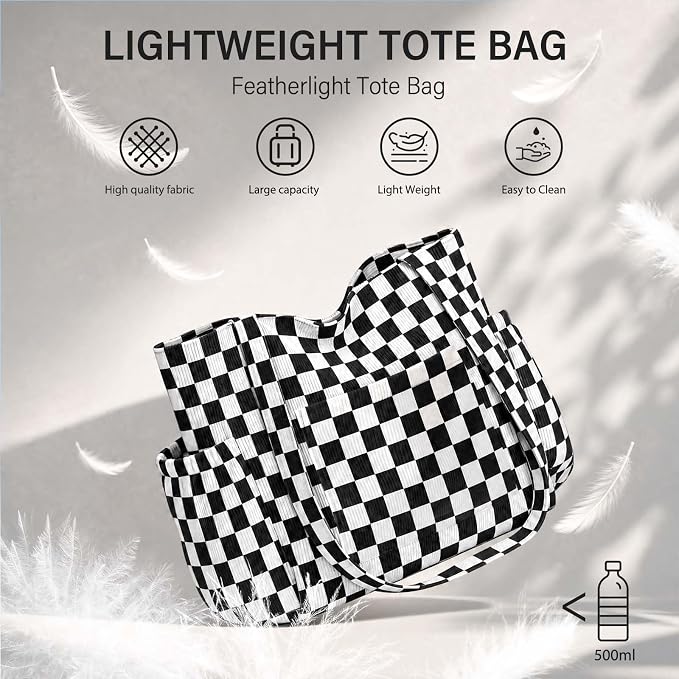Corduroy Tote Bag for Women,Large Capacity Cute Tote Bags With 6 Pockets,Crossbody Shoulder Handbag for Work Travel Gym - Image 6
