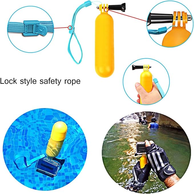 4-in-1 Sports Action Camera Accessories Kit for GoPro Hero 13/12/11/10 | for SJCAM SJ4000 SJ5000 SJ6000 for AKASO Cameras Chest Strap + Head Strap + Floating Grip + Pouch - Image 4