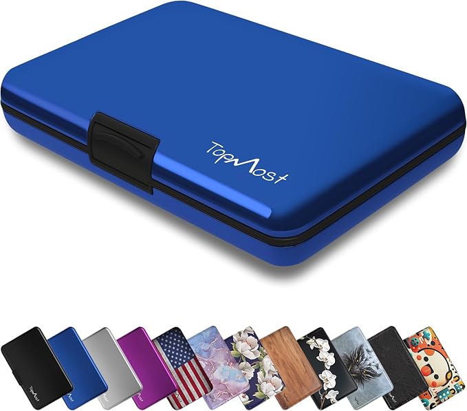 TopMost Aluminum Wallet, Card Case Wallet, Metal RFID Credit Card Holder for Men & Women, 6 Cotton Slots for 10-12 Cards And Bills, Rfd Protective by TopMost