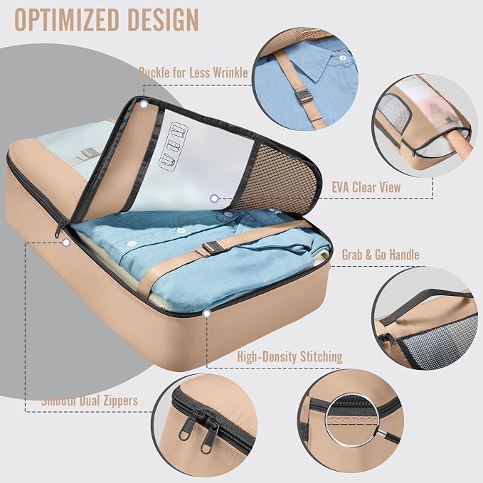 Veken 8 Set Packing Cubes for Travel Essentials, Suitcase Organizer Bags in 4 Sizes, Carry-On Luggage Accessories with Laundry Bag, Airplane Must Have with 99-Count Mesh Holes - Image 4