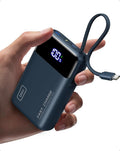 INIU 20000mAh Portable Charger, Smaller 45W Fast Charging Travel Power Bank | Flight-Safe, Built in USB-C Cable, Travel Essential, Battery Phone Pack for iPhone 17 16 Pro, Samsung S26, iPad etc, Blue by INIU