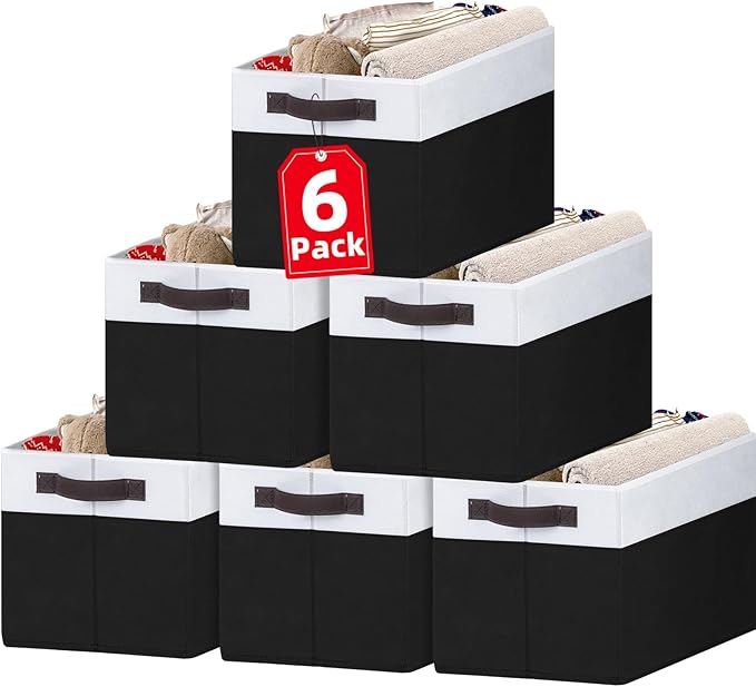 6 Pack Closet Organizers and Storage Bins, Cute Dorm Room Essentials for Clothes Beddings Bags, Under Bed Storage Containers, Apartment Essentials Baskets for Organizing (14L*10W*9.5H) by Criusia
