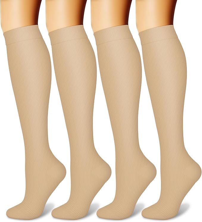 CHARMKING Compression Socks for Women & Men, 4 Pairs, Travel Nurse Athlete | Graduated 10-15mmHg compression, soft stretch fabric, boost blood circulation, relieve leg swelling, ideal for travel, nurses by CHARMKING