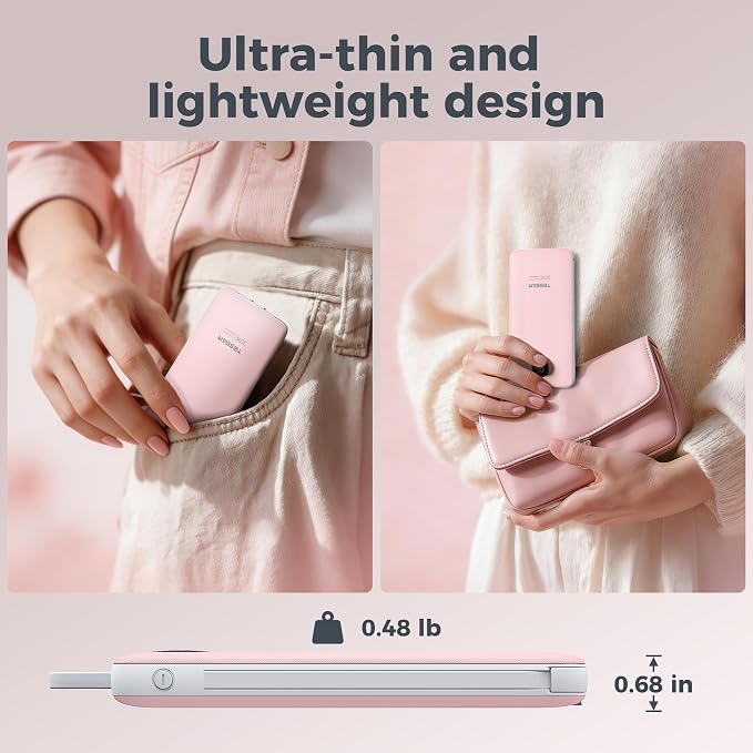 Portable Charger with Built in Cables,TESSAN 10000mAh Power Bank Fast Charging with Foldable Wall Plug Charger, PD20W Compact Battery Pack Travel Essentials for iPhone 17/16/15 Series,Samsung,Tablets | PD20W USB C Fast Charging with Foldable AC Outlets... - Image 3