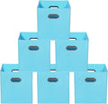 Yunkeeeper storage bins Cubes, Fabric Cube Organizer with Handle, Foldable Cube Bins for Cloth or Accessary Storage, 11x11x11, Set of 6, (Blue by Yunkeeper