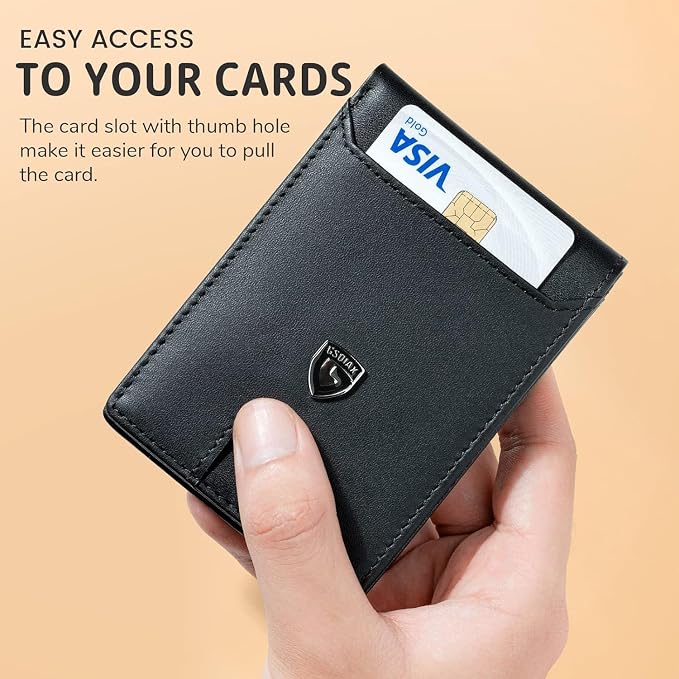 GSOIAX Slim Wallet for Men RFID Blocking Bifold Wallet Carbon Fiber Front Pocket Wallet with 11 Card Holder Minimalist Mens Wallet with Gift Box (Black-1) - Image 3