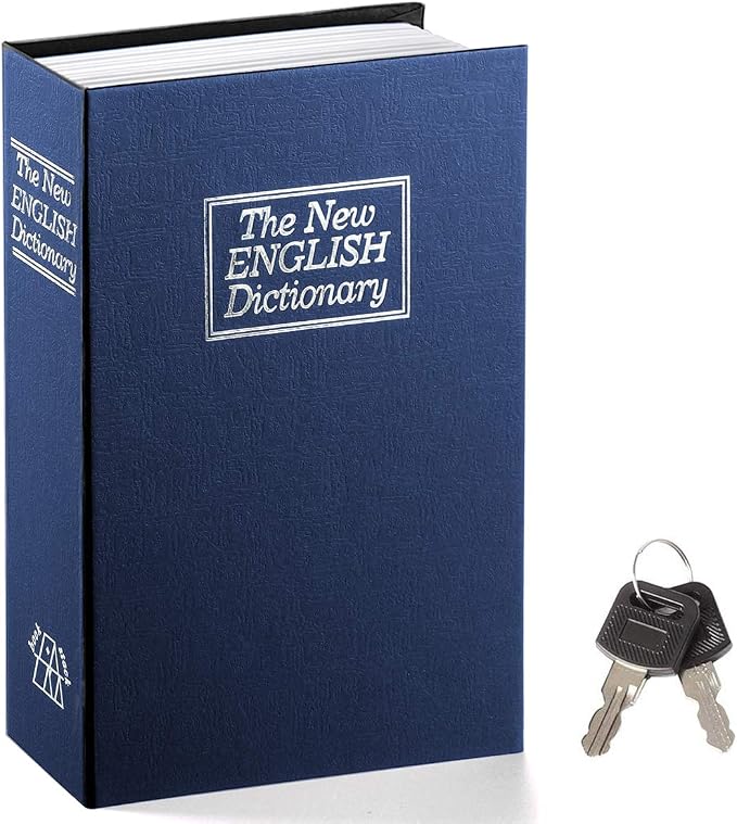 Book Safe with Key Lock – Jssmst Home Dictionary Diversion Safe Lock Box Safe Metal Box, Navy Large, SM-BS004NL by Jssmst
