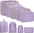 9 Set Packing Cubes for Travel Essentials - Lightweight Carry-On Luggage Organizer Bags with Shoe, Clothes & Laundry Bags for Airplane, Family & Business Travel, Light purple by Unknown