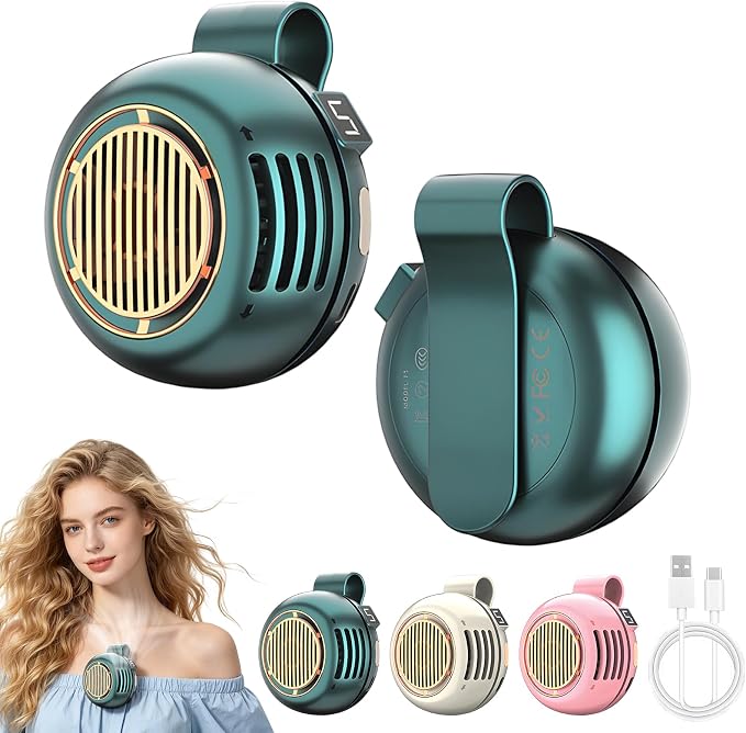 Portable Silent Mini Bladeless Fan Clip On, Mini USB Rechargeable 360° Rotatable Fan, 2026 New Adjustable 3-Speed Suspended Whirlwind Cooler Fans for Outdoor & Travel & Office (Green) by Linyuant