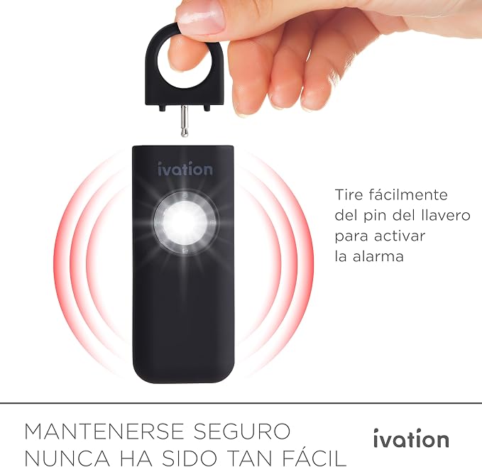 Ivation Personal SOS Alarm Keychain | Self-Defense Safety Siren & LED Panic Strobe Light with Carabiner Clip for Women, Children & Seniors | Pocket Size, Loud 125 dB Sound, Air Travel Friendly - Image 3