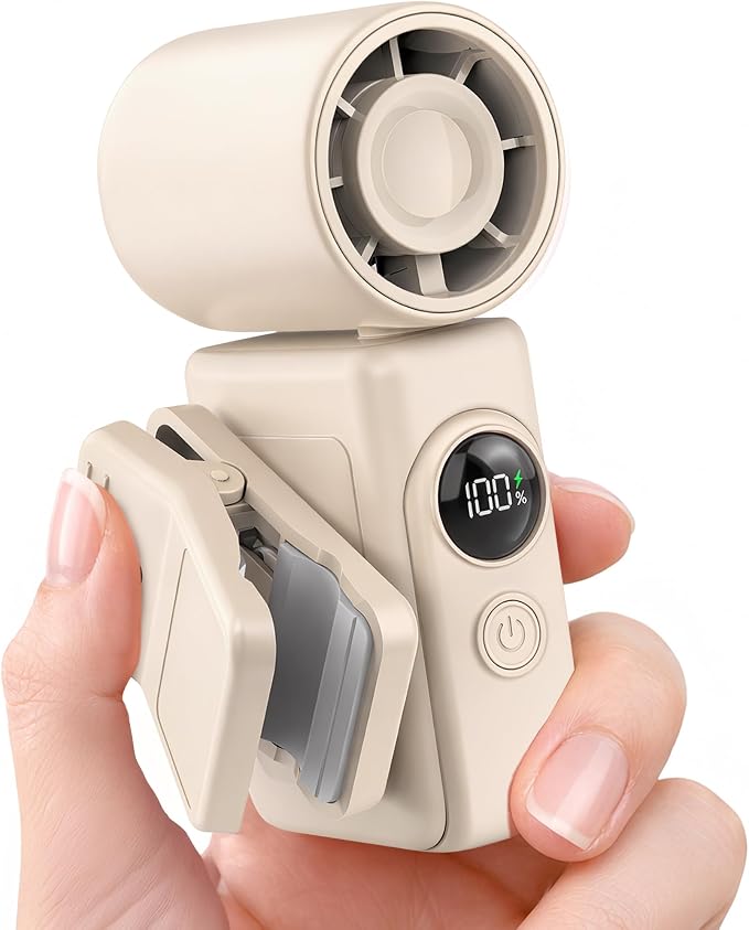 Hotsales Clip-On Portable Fan for Strollers, Handheld Turbo Fan for Travel | Small But Mighty Mini Fan, Detachable 360° Rotating Clip, LED Display, Rechargeable, Summer Outings, Gifts For Women And Men by Hotsales