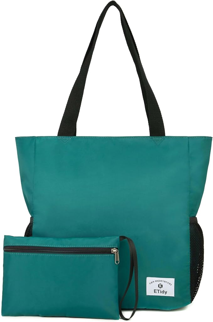 ETidy Large Capacity Foldable Tote Bag With Zipper | Water-resistant, Lightweight, Sandproof, Beach Bag, Gym Bag, Travel Shopping Bag by ETidy