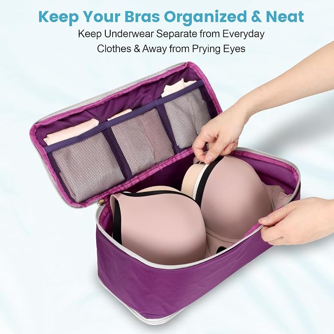 Cambond Mesh Compression Packing Cubes for Travel - 4 Set Organizer, Purple | with 3-in-1 Underwear Bag, Keep Clothes Sorted, See Through Mesh Helps Quickly Find What You Need, Compression Zip Design - Image 9