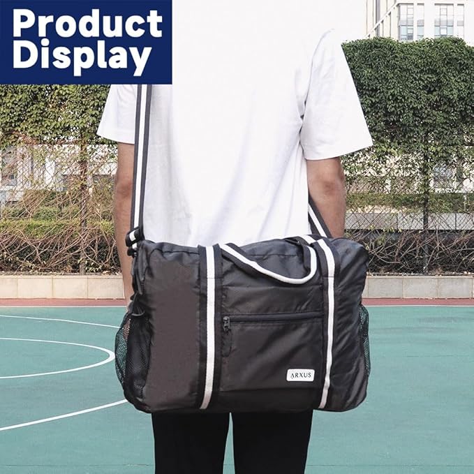 Carry On Travel Bag, Lightweight Foldable Packable Tote Bag 25L | Water Repellent, Expandable Travel Duffle with Luggage Sleeve and Shoulder Strap for Men Women - Image 7