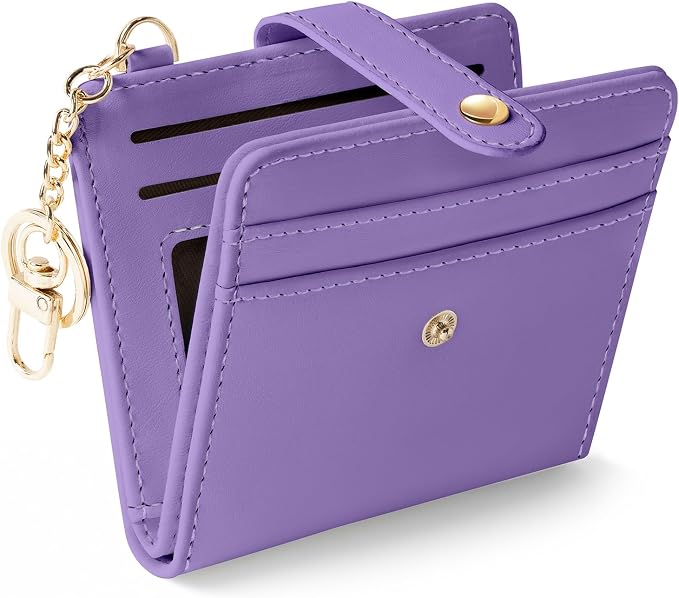 Jogjam Purple Rfid Women Wallet, Small Slim Thin Compact Credit Card Holder | PU Leather Bifold Cash Zipper Coin Pocket ID Window, for Female Ladies Teen Girls Girly Gifts by Jogjam