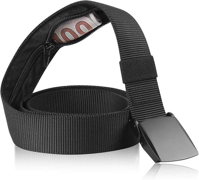 Money Belt- Travel Security Money Belt with Secret Compartment, Anti-Theft Nylon Hidden Money Pouch with Zinc Alloy Buckle for Dad Boyfriend Men, Business Travel Daily by Unknown