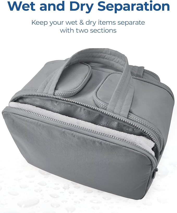 BAGSMART Travel Toiletry Bag, Lightweight Large Wide-open Travel Bag for Women, Puffy Cosmetic Makeup Bag Organizer with Handle for Accessories,Essentials, Toiletries, Grey - Image 5