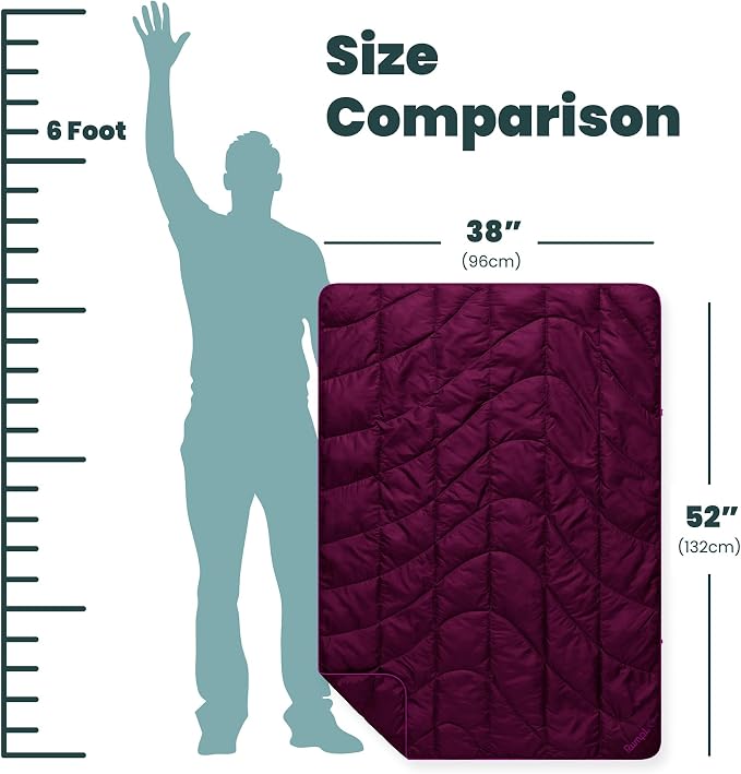 Rumpl Travel Puffy Ultra-Packable Blanket, Plum | Travel-Size Warmth and Comfort, Ultra-Packable Recycled Puffy Blanket with NanoLoft Insulation for Planes and Trains - Image 8