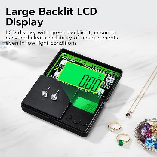 0.01g/500g Digital Milligram Scale, Pocket Micro Scale with Tare Weight Function,Calibration Weight ＆ Backlit LCD Display, Mini Precision Scale for Weighing Powder, Gold, Jewelry, Mini Food - Image 3