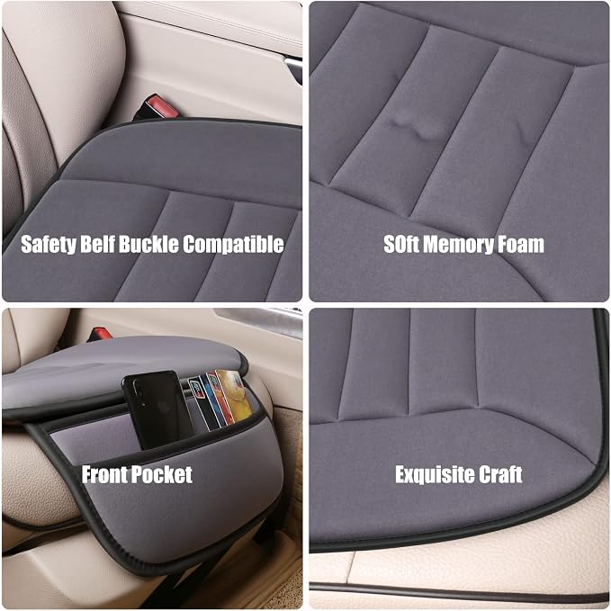 Lofty Aim Car Seat Cushion for Driving, Memory Foam Driver Seat Cushion | Car Seat Cushion for Long Driving, Automotive Seat Cushion for Pain Relief, Car Seat Pillow Fits Car, Office Chair Dark Gray - Image 2