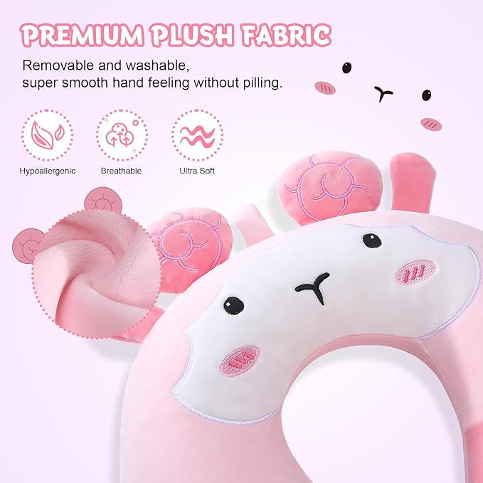 Cirorld Travel Pillow for Kids Adult Cute Neck Pillow for Traveling Memory Foam Airplane Pillow Sleep Mask Animal Flight Pillow Head Rest Neck Support for Cars Long Flights (Sheep, 9-12 Y/O) - Image 3