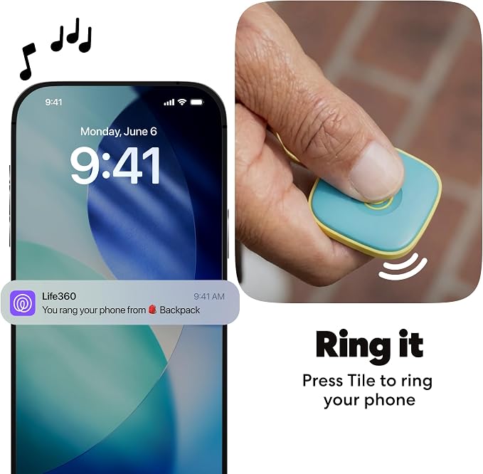Life360 Tile - Bluetooth Tracker, Keys Finder and Item Locator for Keys, Bags and More. Phone Finder. Both iOS and Android Compatible. 1-Pack (Aqua Lemon) - Image 5