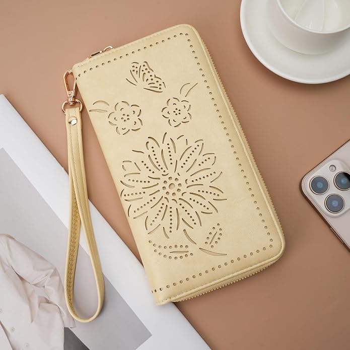 RFID Wallet Women Large Capacity Sunflower Wristlet Wallets for Women Clutch Ladies Cell Phone Purse - Image 2