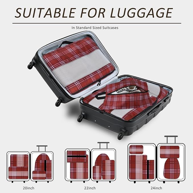 U+U 5 Set Packing Cubes, Travel Organizers with Shoe Bag (Burgundy) | Ultralight Design & Easy Travel Organization - Image 5