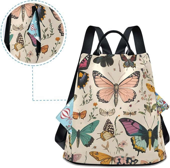 ALAZA Butterfly Pattern Backpack Purse for Women Anti Theft Fashion Back Pack Shoulder Bag - Image 4
