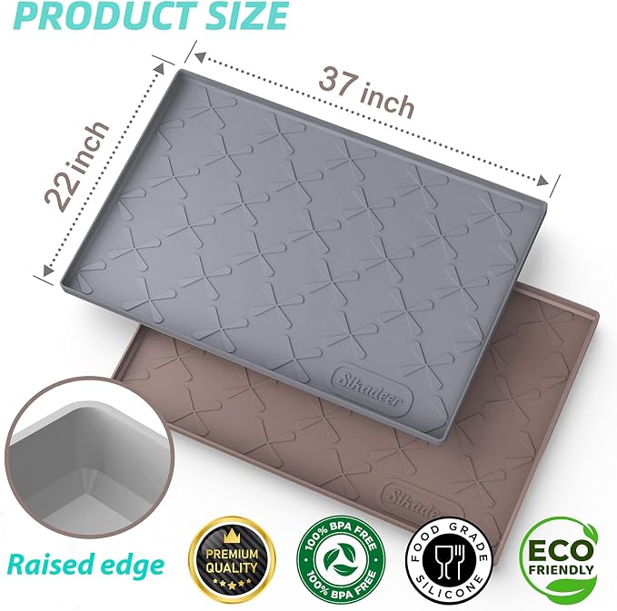 Waterproof Under Sink Mat 37" x 22" Silicone Mat Cabinet Protector | Heavy Duty Deep Drip Tray, Extra Thick Non Slip Liner for Kitchen & Bathroom, Pets, Organizer, Storage, Boots, Home Essential - Image 3