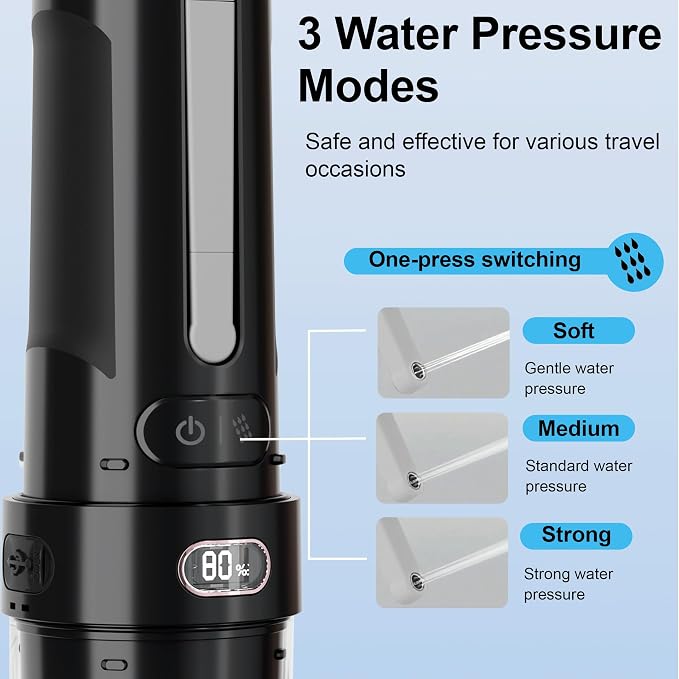 Electric Portable Bidet for Camping & Business Trips, Black | Pocket size whisper-quiet handheld sprayer 3 pressure modes 1600mAh Long-lasting Battery USB-C Rechargable IPX7 Waterproof - Image 5