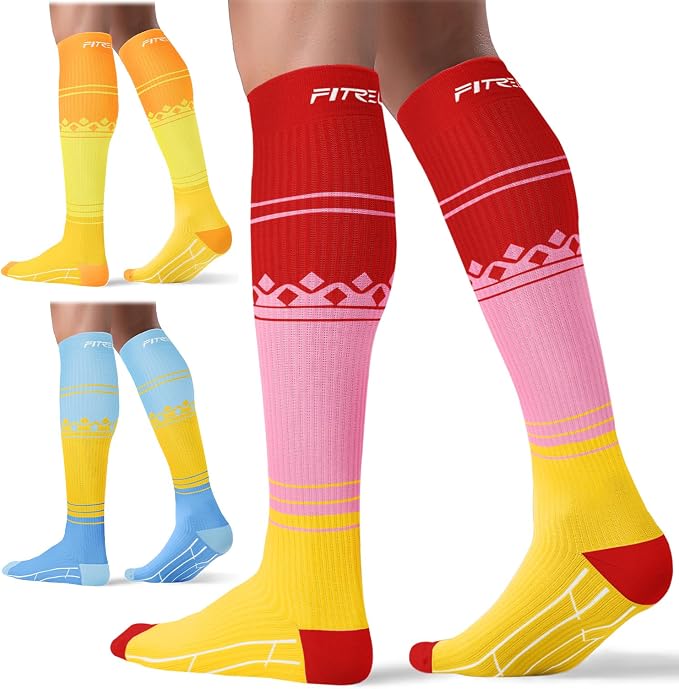 FITRELL 3 Pairs Compression Socks for Women and Men 20-30mmHg-Circulation Support Socks by FITRELL