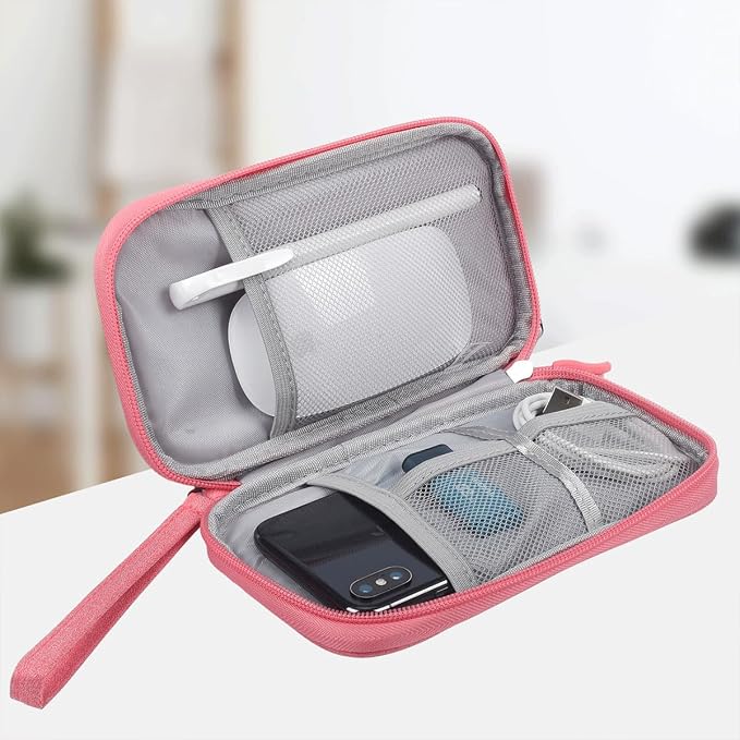 CAAORDKSO Electronic Organizer Travel Cable Accessories Bag, Electronic Organizer Case, Electronic Accessories Organizer Pouch Bag for Cable, Cord, Charger, Phone, Power Bank, Earphone (Pink) - Image 4