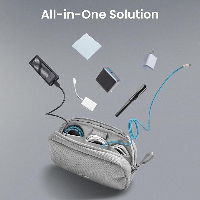 tomtoc Electronics Organizer Travel Case, Water Resistant Travel Bag Cable Organizer for Essentials, Tech Pouch Accessories Carry Storage for Cord, Phone, Cables, Airpods, USB Flash Drive, Daily Items | Water Resistant Tech Pouch Accessories Travel Bag... - Image 8