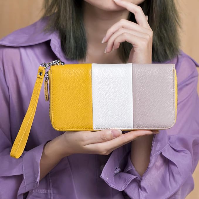 Moflycom Womens Wallet RFID Blocking Genuine Leather Multi Credit Card Large Capacity Zip Around Clutch Travel Purse Wristlet - Image 5