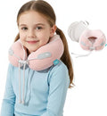 Kids Travel Pillow - Memory Foam Soft Airplane Neck Pillow for Head Neck Support,Compact Design with Hard Case,for Airplane,Car,Home Recliner,or Toddler Travel Support (Kids Pillow-Pink) by Povinmos