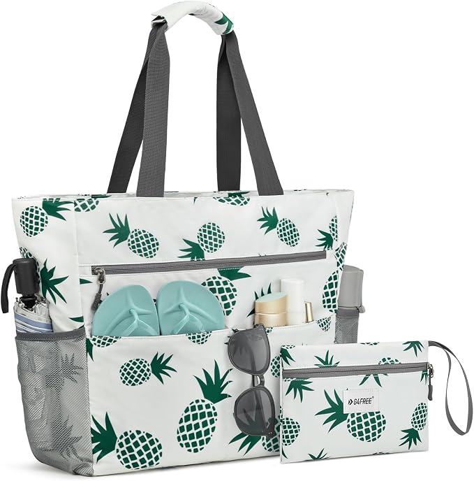 G4Free Beach Bag, Waterproof Sandproof Beach Tote Bag, Large Capacity Foldable for Women by G4Free