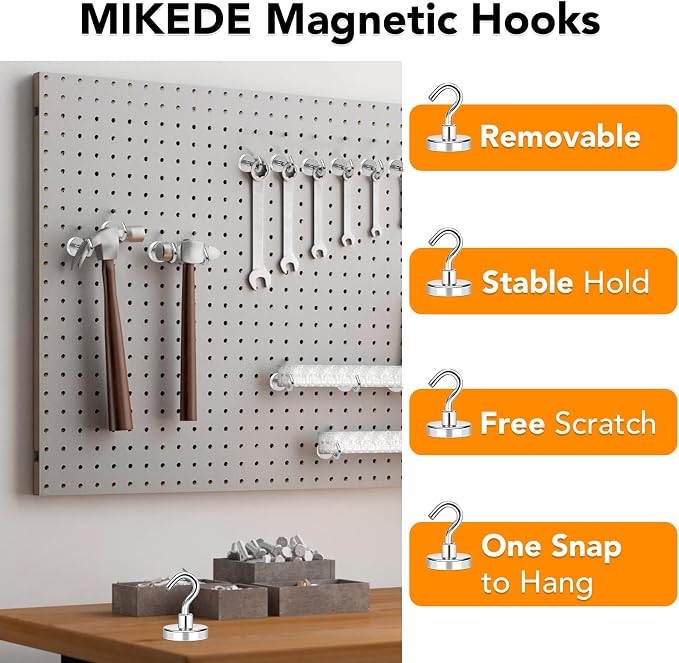 Magnetic Hooks, Cruise Essentials 170Lbs Strong Magnet Hook, Silver | Cruise Essentials Neodymium Heavy Duty Magnets with Hooks for Hanging Magnetic Hanger for Fridge Toolbox Storage, 4 Pack - Image 2
