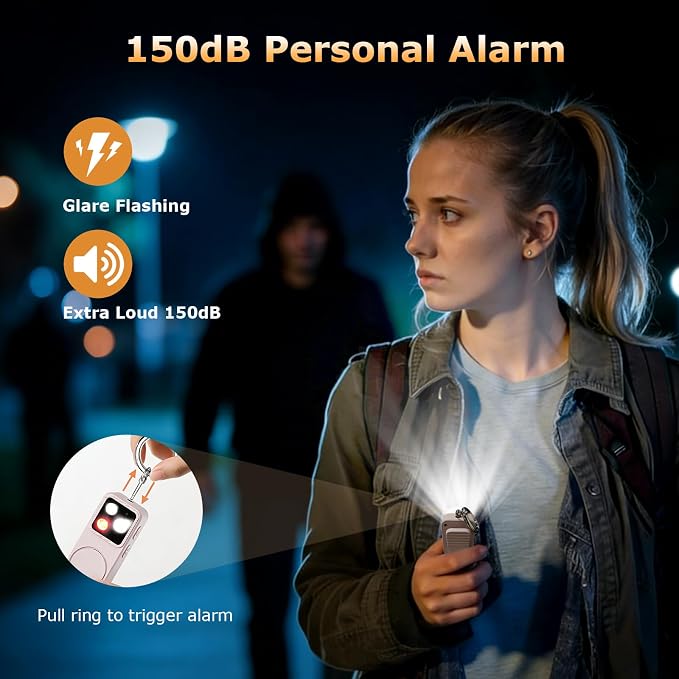 Keychain Personal Safety Alarm for Women, Rechargeable 150dB Alarm with Strobe Light, Pull Pin Emergency Siren for Walking, Running, Night Out, Parking Lots, Travel and Everyday Carry - Image 2