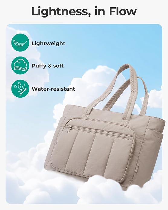 BAGSMART Tote Bag for Women, 2 Set Work Tote Bag with Zipper | 20L Capacity, 15.6'' Laptop Quilted Nurse Handbags for Work Travel College - Image 7
