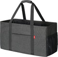 LHZK Standing Extra Large Utility Tote Bag with Metal Wire Frame and the Sides Rinforced, Extra Large Tote Bag with Handle, Reusable Grocery Bags Foldable, Beach Bag, Car Tote (Grey) | Metal Wire Frame by LHZK