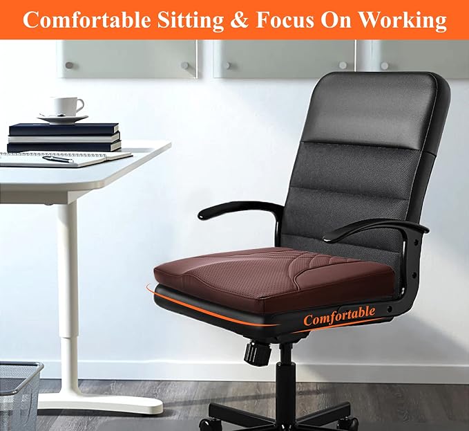 kingphenix Memory Foam Car Seat Cushion for Driving Comfort and Office Use | Coccyx and Lower Back Pressure Relief, Non-Slip Seat Cushion for Cars, Trucks, SUVs, Long Drives and Office Chairs, Brown - Image 3