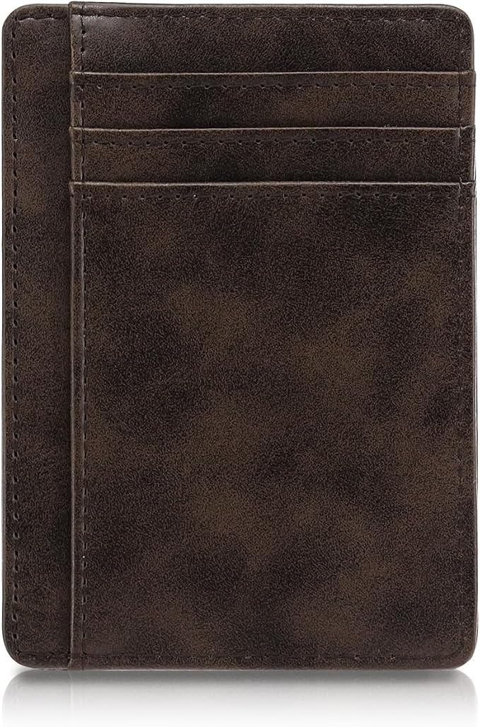 RFID Slim Wallet for Men, Thin Card Holder with ID Window, Minimalist PU Leather Front Pocket Wallets for Storing Cards Checks Cash (Coffee) by ShowNow