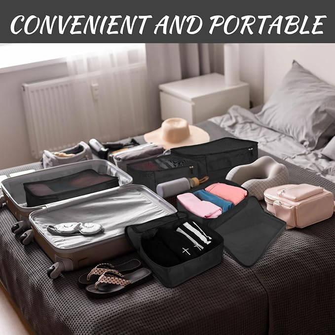 Silkfly 12 Pcs Packing Cubes for Suitcase Travel Luggage Bags Bulk Mesh Organizer Set for Hiking Camping Backpacking Clothes Accessories (Black,XL, L, M Size) - Image 6