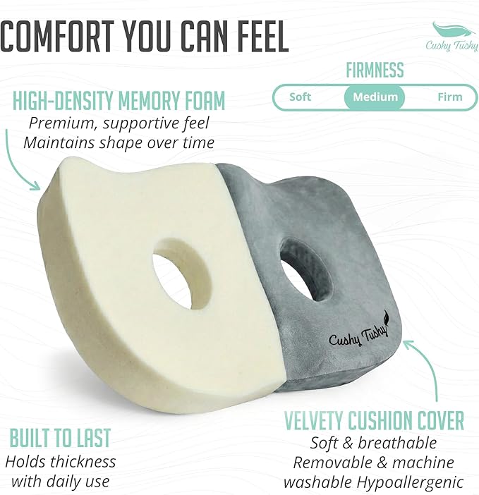 Seat Cushion | Premium Foldable Sit Bone Cushion for Pressure Relief, Hip, Hamstrings & Sciatica Comfort | Butt Pillow | Ergonomic Ischial Tuberosity Support for Home, Office & Driving - Image 3