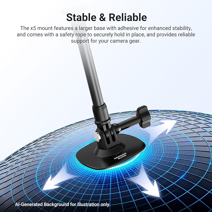 NEEWER Flexible Helmet Mount with Extension Pole Compatible with Insta 360 GoPro DJI, Adhesive Action Camera Holder Base Adapter for POV Video Recording Live Streaming, for 1/4" Accessories, AC060 - Image 3